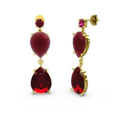 Lena Damla Küpe - Rodolit garnet, garnet ve kök yakut 18 ayar altın küpe #1uqjkko