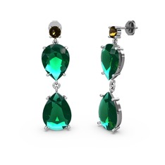 Lena Damla Küpe - Dumanlı kuvars ve yeşil kuvars 925 ayar gümüş küpe #1w7jwf2