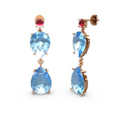 Lena Damla Küpe - Kök yakut ve akuamarin 925 ayar rose altın kaplama gümüş küpe #1xc01gx