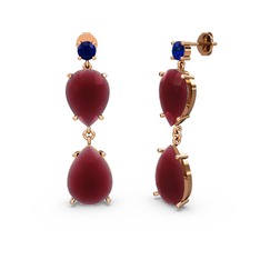 Lab safir ve kök yakut 14 ayar rose altın küpe