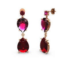 Lena Damla Küpe - Rodolit garnet ve garnet 18 ayar rose altın küpe #1zcf6n