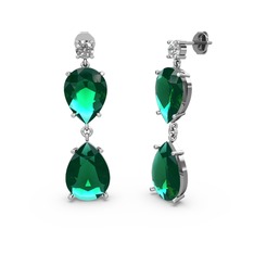 Lena Damla Küpe - Beyaz zirkon ve yeşil kuvars 925 ayar gümüş küpe #26urjy