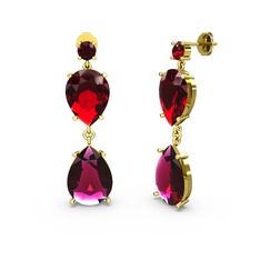 Garnet ve rodolit garnet 14 ayar altın küpe