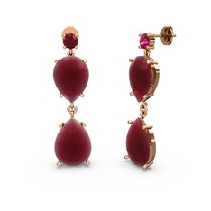 Rodolit garnet ve kök yakut 14 ayar rose altın küpe