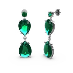 Lena Damla Küpe - Yeşil kuvars 18 ayar beyaz altın küpe #9bgqlb