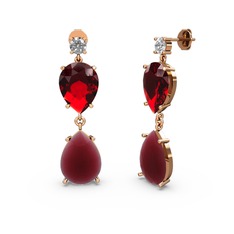 Lena Damla Küpe - Swarovski, kök yakut ve garnet 14 ayar rose altın küpe #b5tr1b