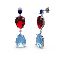 Lena Damla Küpe - Lab safir, akuamarin ve garnet 925 ayar gümüş küpe #cag0x0