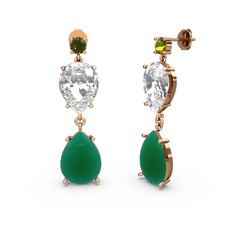 Lena Damla Küpe - Peridot, kök zümrüt ve swarovski 18 ayar rose altın küpe #ebd61b
