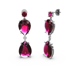 Lena Damla Küpe - Rodolit garnet 8 ayar beyaz altın küpe #f4oqvh