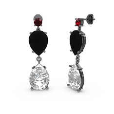 Lena Damla Küpe - Garnet, beyaz zirkon ve siyah zirkon 925 ayar siyah rodyum kaplama gümüş küpe #fc8wnn