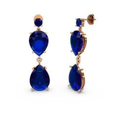 Lena Damla Küpe - Lab safir 18 ayar rose altın küpe #fihq50