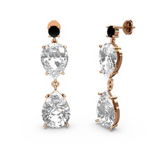 Siyah zirkon, swarovski ve beyaz zirkon 925 ayar rose altın kaplama gümüş küpe