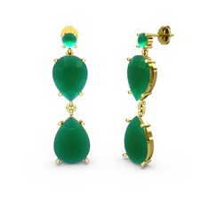 Lena Damla Küpe - Kök zümrüt 8 ayar altın küpe #g3147b