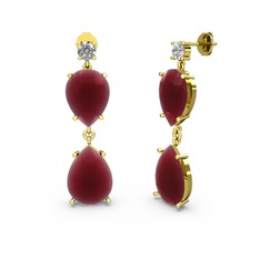 Lena Damla Küpe - Swarovski ve kök yakut 8 ayar altın küpe #hx5xf1