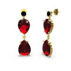 Siyah zirkon ve garnet 8 ayar altın küpe