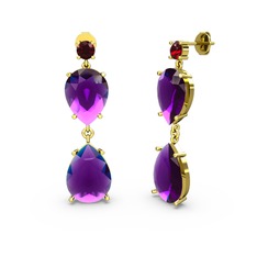 Garnet ve ametist 18 ayar altın küpe