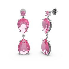 Lena Damla Küpe - Pembe kuvars 925 ayar gümüş küpe #me9fh1