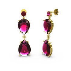 Lena Damla Küpe - Rodolit garnet 18 ayar altın küpe #mivnqp