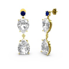 Lab safir ve swarovski 14 ayar altın küpe