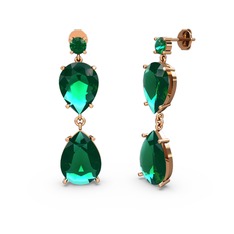 Lena Damla Küpe - Yeşil kuvars 8 ayar rose altın küpe #mr1wcw