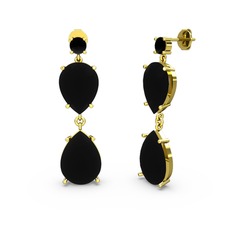 Lena Damla Küpe - Siyah zirkon 18 ayar altın küpe #n5ohvx