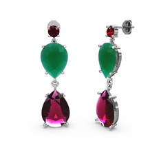 Lena Damla Küpe - Garnet, rodolit garnet ve kök zümrüt 925 ayar gümüş küpe #ngbzaw