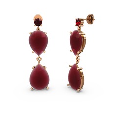 Lena Damla Küpe - Garnet ve kök yakut 18 ayar rose altın küpe #nzt95p