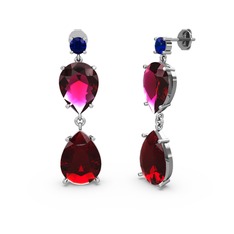 Lena Damla Küpe - Lab safir, garnet ve rodolit garnet 18 ayar beyaz altın küpe #qvl4ut