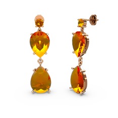 Lena Damla Küpe - Sitrin 925 ayar rose altın kaplama gümüş küpe #sq4ccj