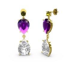 Lena Damla Küpe - Peridot, swarovski ve ametist 925 ayar altın kaplama gümüş küpe #sv8agj