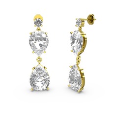 Lena Damla Küpe - Beyaz zirkon ve swarovski 14 ayar altın küpe #tgssq6