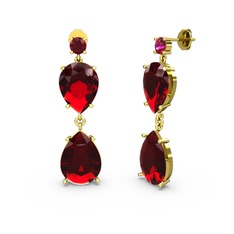 Lena Damla Küpe - Rodolit garnet ve garnet 925 ayar altın kaplama gümüş küpe #uydpjf