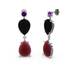 Lena Damla Küpe - Ametist, kök yakut ve siyah zirkon 925 ayar gümüş küpe #xaw1uw