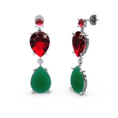 Lena Damla Küpe - Kök yakut, kök zümrüt ve garnet 925 ayar gümüş küpe #xyv6uf