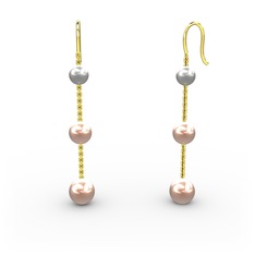 Dolunay İnci Küpe - Inci ve pembe inci 8 ayar altın küpe #1fq3fq4