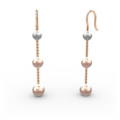 Dolunay İnci Küpe - Inci ve pembe inci 925 ayar rose altın kaplama gümüş küpe #e70rz5