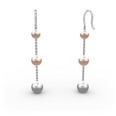 Pembe inci ve inci 925 ayar gümüş küpe