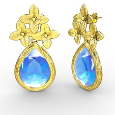 Çiçekli Damla Küpe - Akuamarin 925 ayar altın kaplama gümüş küpe #1y3zfho