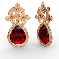 Garnet 925 ayar rose altın kaplama gümüş küpe