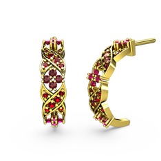 Melisa Çiçek Küpe - Garnet ve rodolit garnet 925 ayar altın kaplama gümüş küpe #11pe4pz