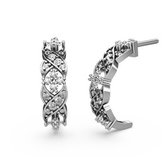 Swarovski ve pırlanta 8 ayar beyaz altın küpe (0.1408 karat)