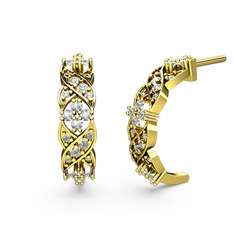 Swarovski ve pırlanta 925 ayar altın kaplama gümüş küpe (0.1408 karat)