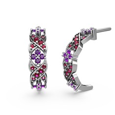 Rodolit garnet ve ametist 925 ayar gümüş küpe