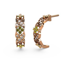 Pırlanta ve peridot 18 ayar rose altın küpe (0.54 karat)