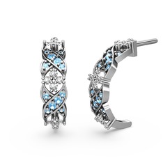 Melisa Çiçek Küpe - Akuamarin ve swarovski 14 ayar beyaz altın küpe #14bwos6