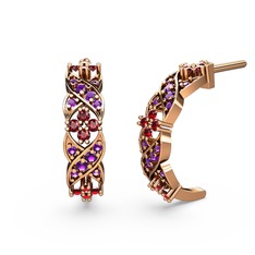 Ametist ve garnet 8 ayar rose altın küpe