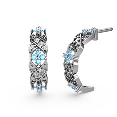 Melisa Çiçek Küpe - Swarovski ve akuamarin 18 ayar beyaz altın küpe #155t1hi