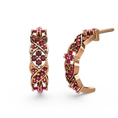 Melisa Çiçek Küpe - Rodolit garnet 18 ayar rose altın küpe #18wbrnx