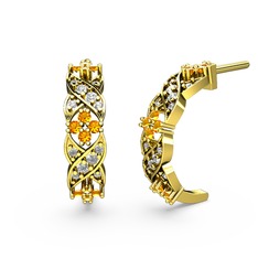Swarovski ve sitrin 14 ayar altın küpe