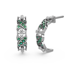 Yeşil kuvars ve swarovski 8 ayar beyaz altın küpe